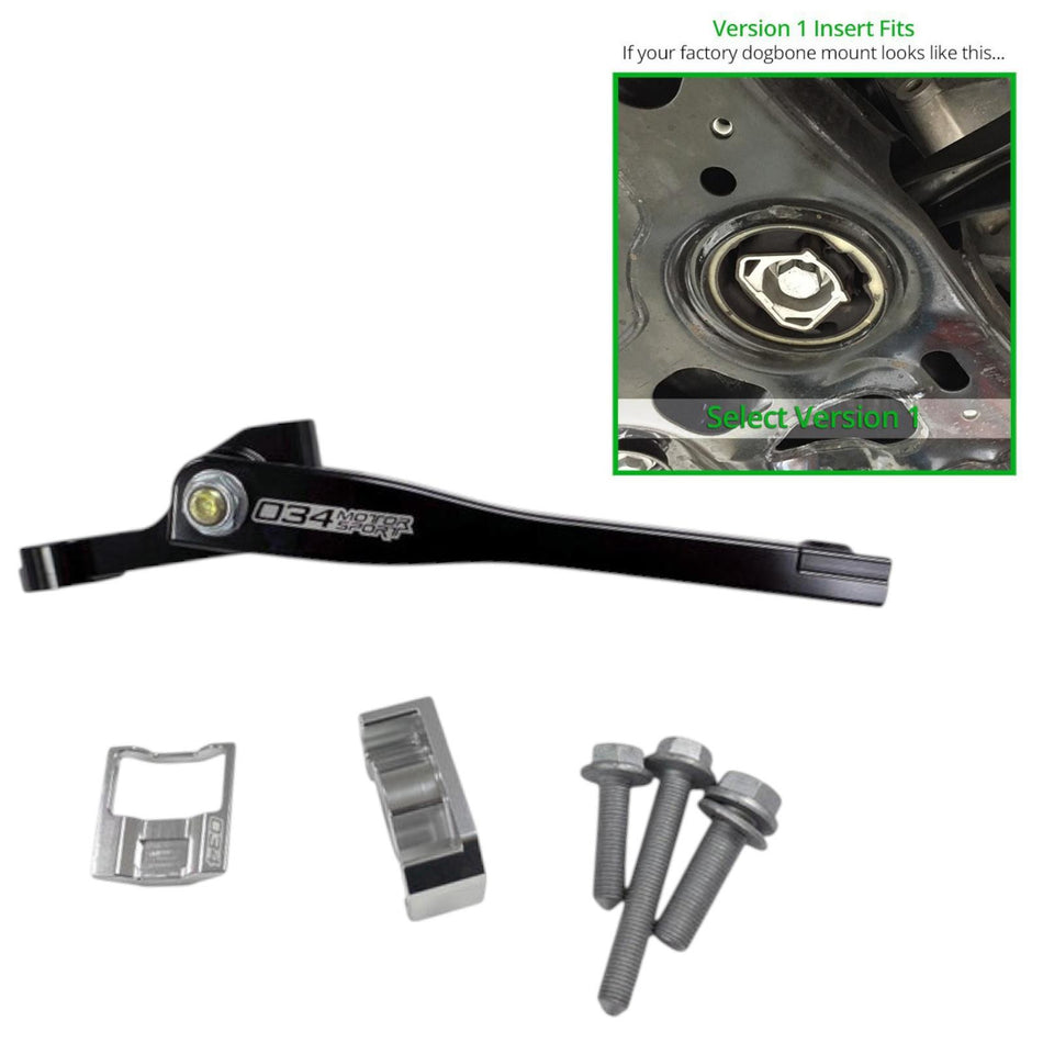 034 Motorsport Billet Spherical Dogbone Mount Inc 2 Inserts Audi RS3 8V/8Y Version1