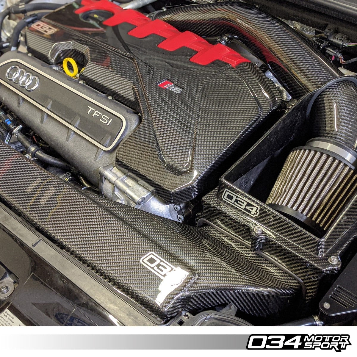 034Motorsport Carbon Fibre Engine Cover Overlay - Audi RS3 8V.5 & TT RS 8S 5