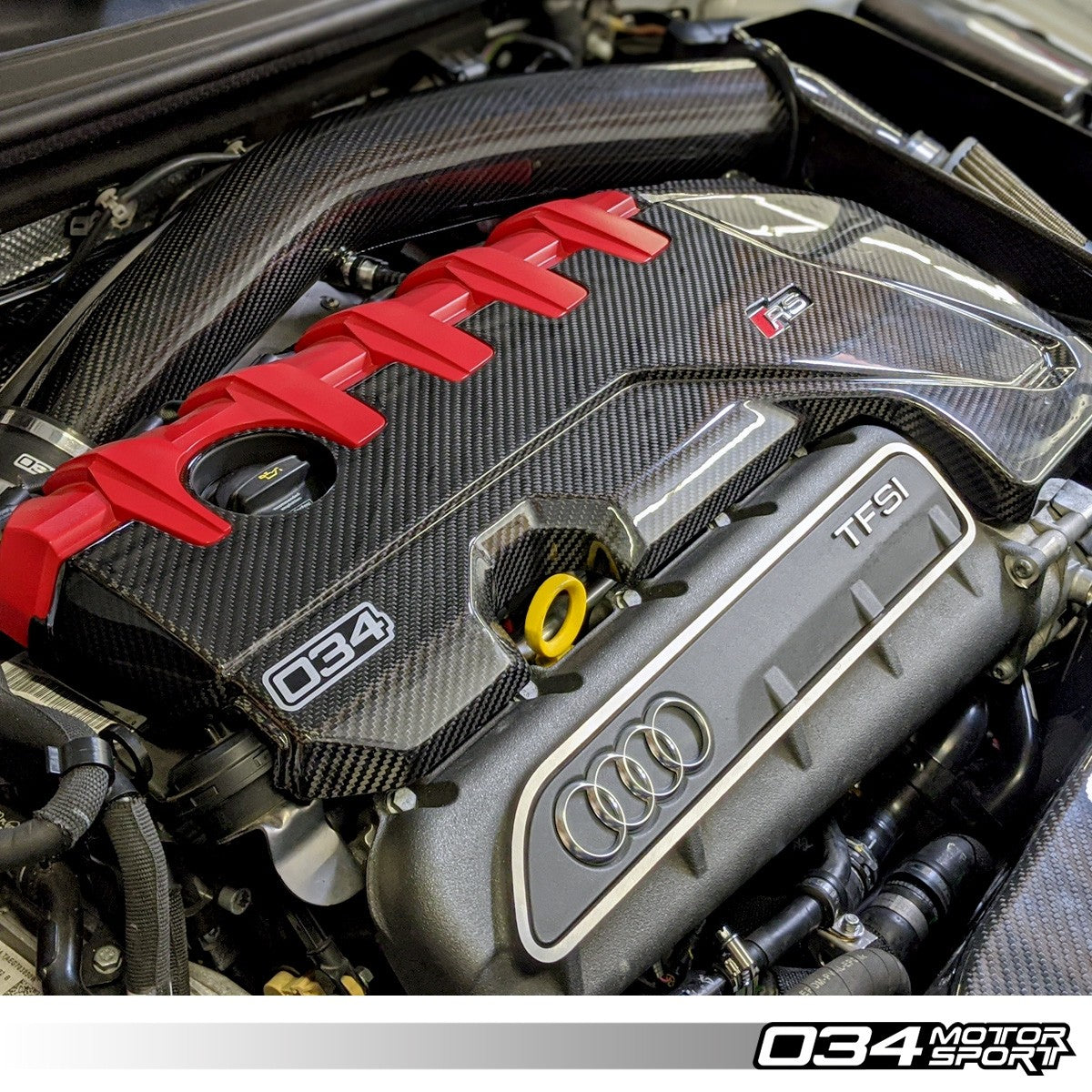 034Motorsport Carbon Fibre Engine Cover Overlay - Audi RS3 8V.5 & TT RS 8S 6