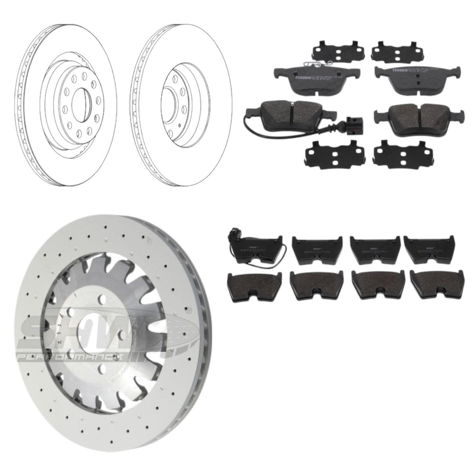 Audi RS3 8V Saloon SHW OE Brake Discs And Ferodo Pads Sensors Front Rear Package