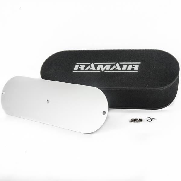 Ramair Performance Twin Carb Air Filter W/ Blank Baseplate 65mm Internal Height