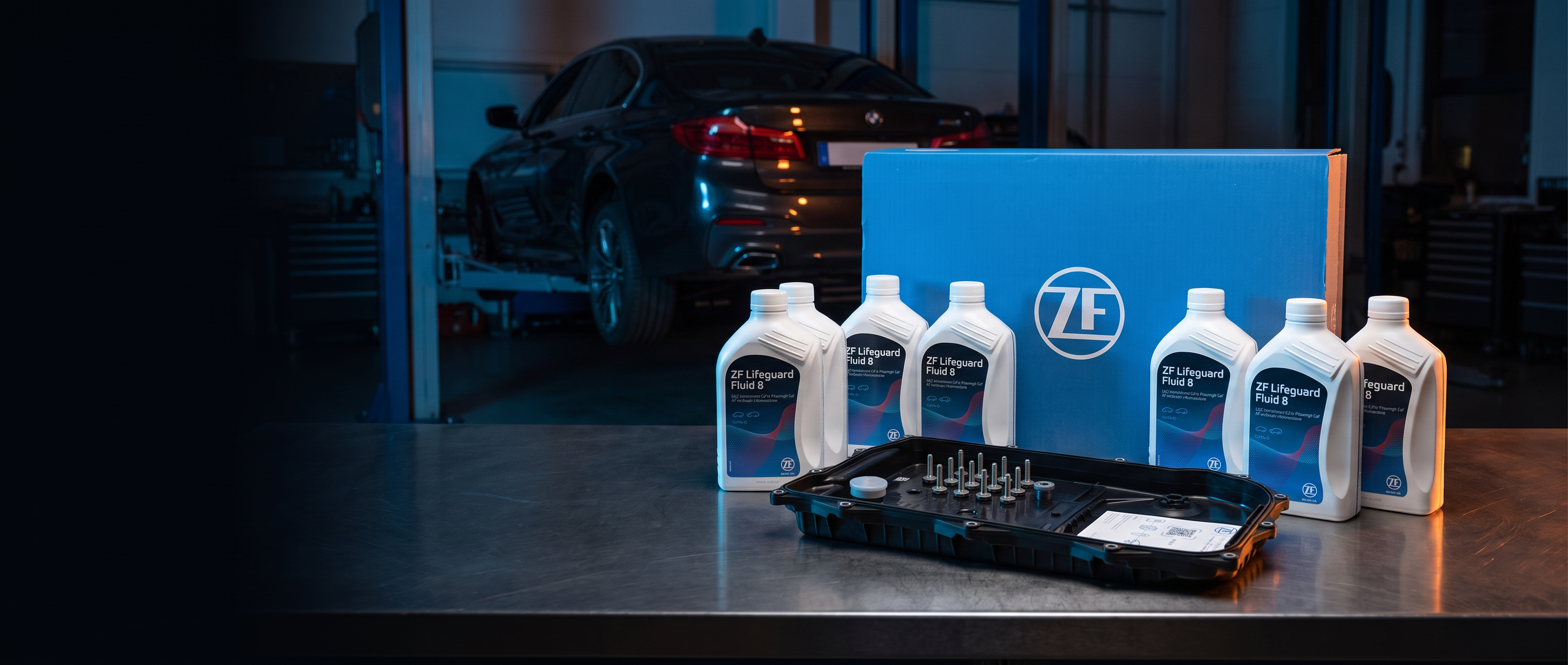 Genuine ZF 8HP gearbox service kit on workbench - HAZ Motorsport homepage banner