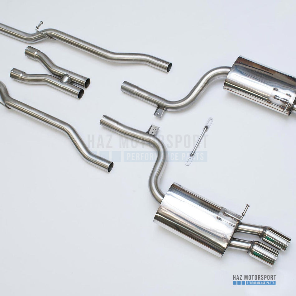 Milltek Sport Non-Resonated (Louder) 2.25" Cat Back Exhaust System with Quad Polished Tips – Audi S4 B7 4.2 V8 Quattro Saloon, Avant & Cabriolet (2004–2009) – photo 1