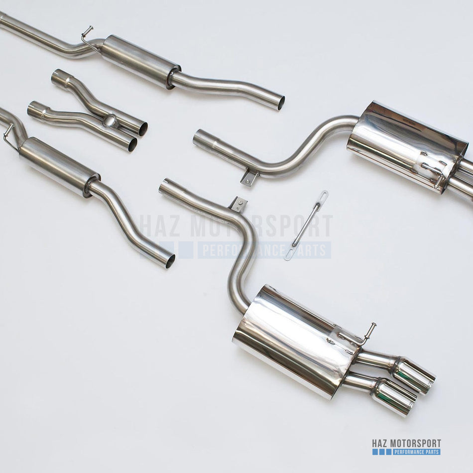 Milltek Sport Resonated (Quieter) 2.25" Cat Back Exhaust System with Quad Polished Tips – Audi S4 B7 4.2 V8 Quattro Saloon, Avant & Cabriolet (2004–2009) – photo 1