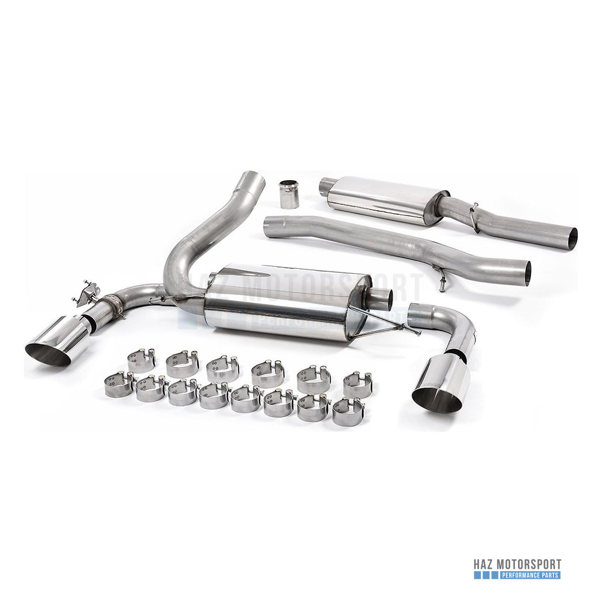 Milltek Sport Resonated (Quieter) Cat Back Exhaust – Ford Fiesta Mk8 1.0T ST Line (Dual Outlets) (2019 on) – photo 1