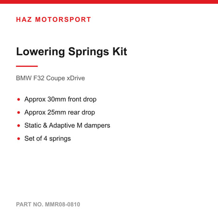 MMX Lowering Springs Kit 30/25mm - BMW 4 Series F32 Coupe xDrive
