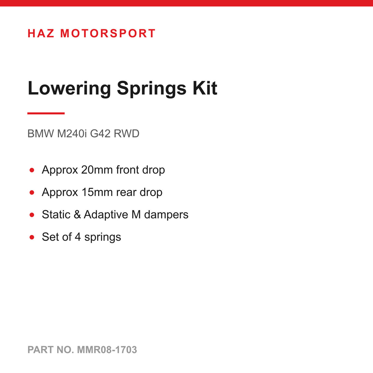 MMX Lowering Springs Kit 20/15mm - BMW M240i G42 Coupe RWD