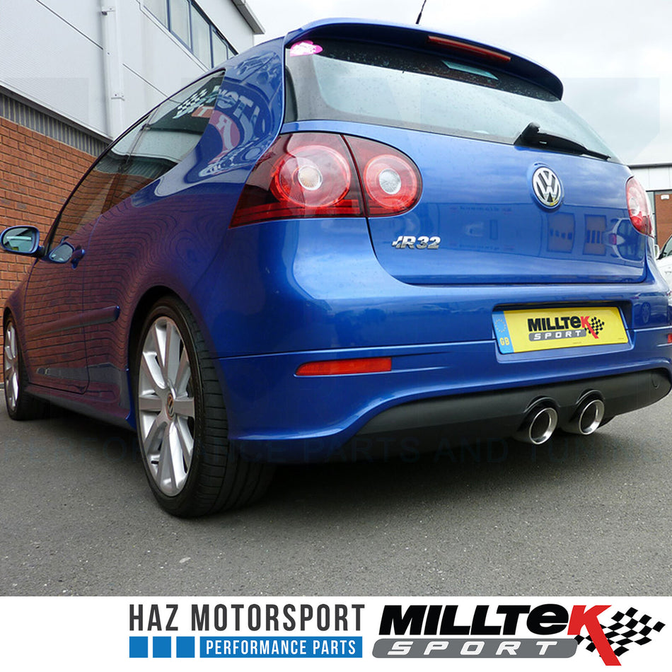Milltek Golf R32 Mk5 Non Resonated Cat Back Exhaust System Louder GT100 Tips