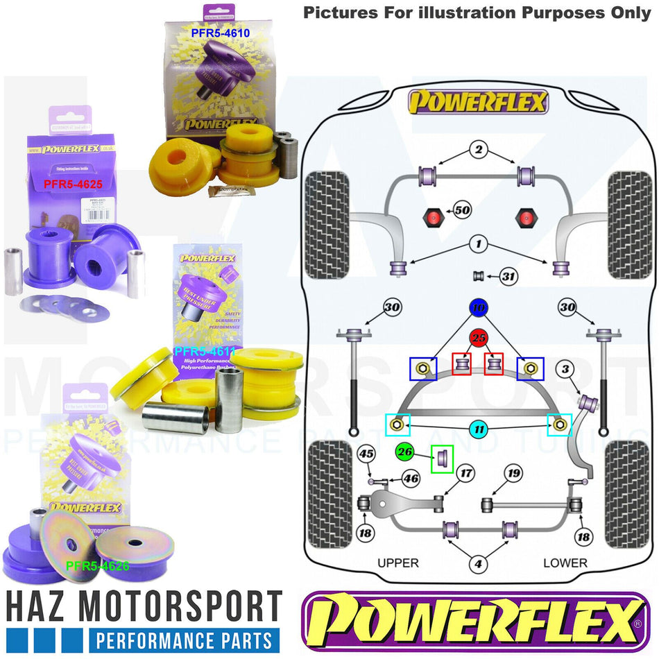 Powerflex Rear Diff Front/Rear + Rear Subframe Front/Rear Bushes Kit BMW E46