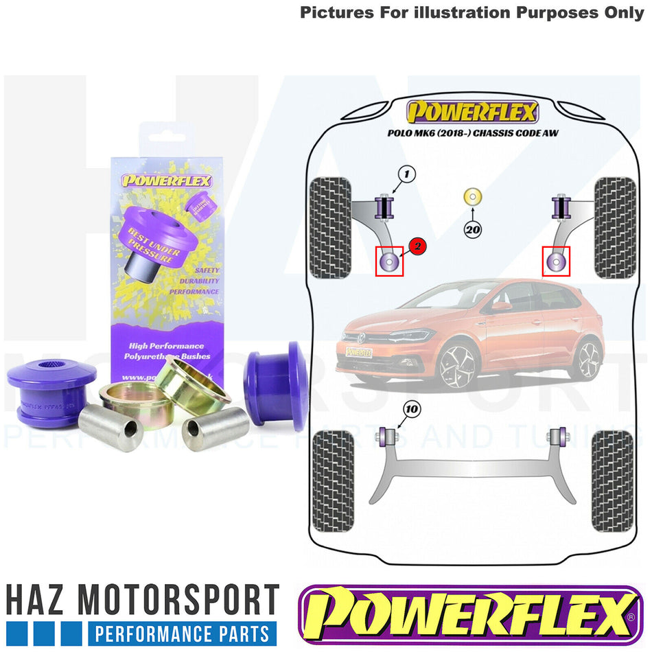 Powerflex x2 Front Wishbone Rear Poly Bushes VW Polo MK6 GTI 2018- AW Chassis