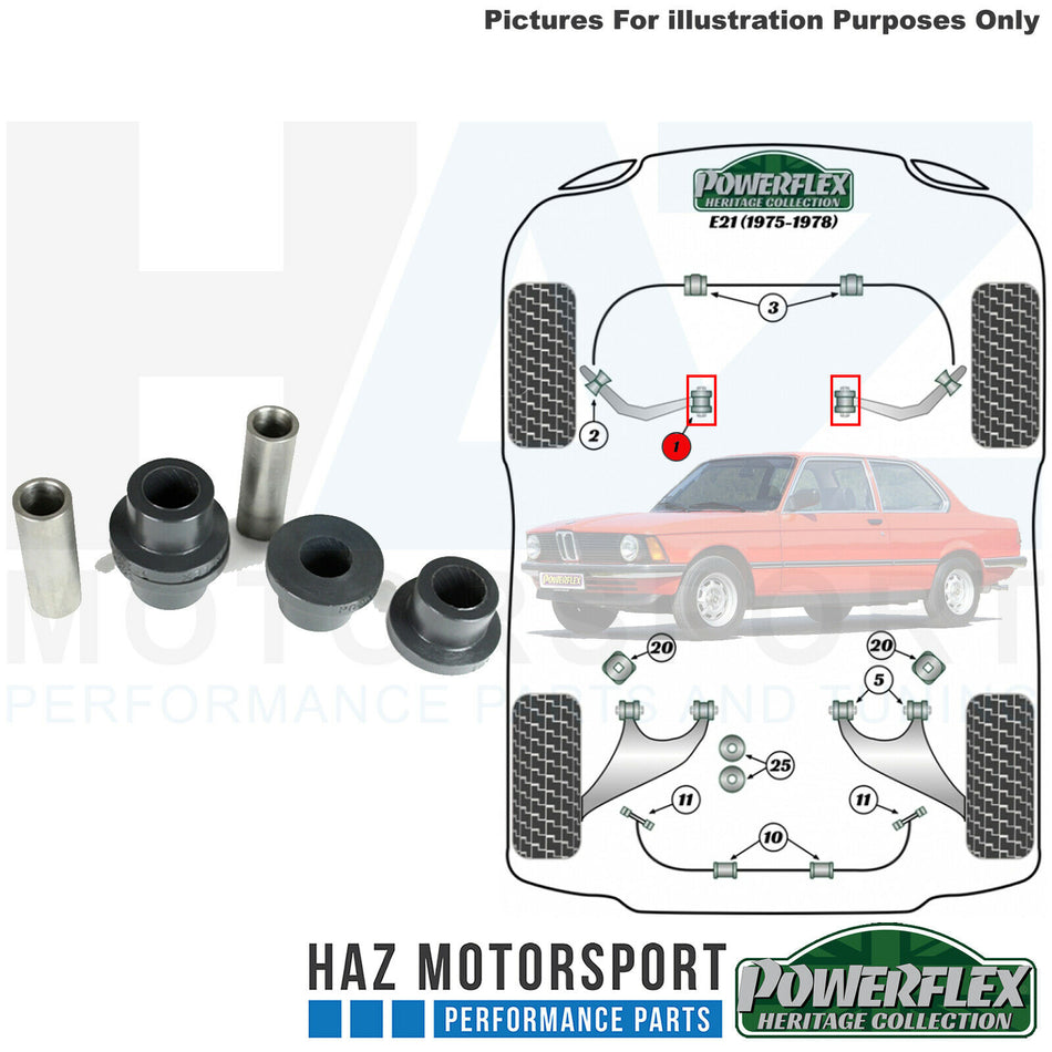 Powerflex Heritage x2 Front Arm Inner Poly Bushes BMW 3 Series E21 1975-1978