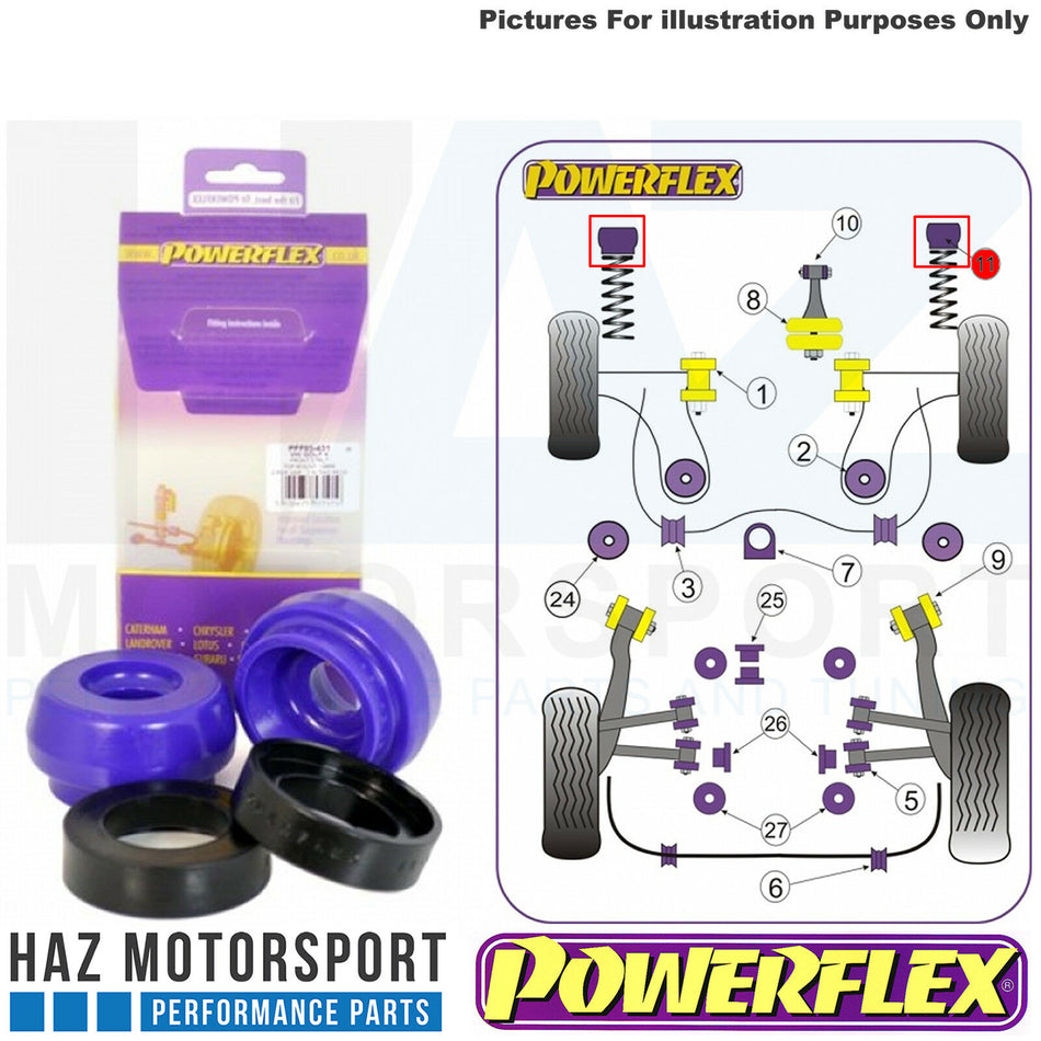 Powerflex x2 Front Strut Top Mounting Poly Bushes -10mm Audi A3/S3 Mk1 8L 96-03