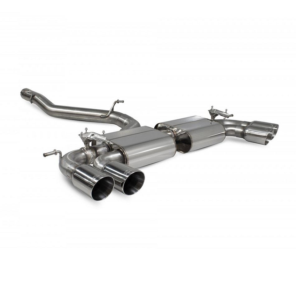 Scorpion Non Res GPF Back Valved Exhaust System Silver Tips For VW Golf MK8 R