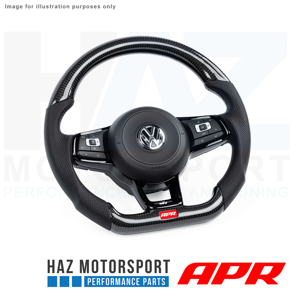 APR Carbon Fibre Leather Silver Stitch Steering Wheel For VW Golf MK7 7.5 R DSG