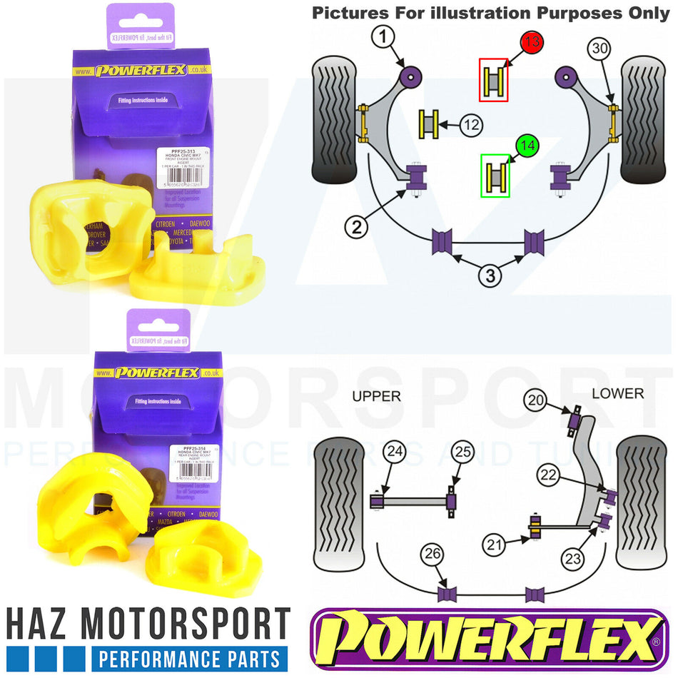 Powerflex Engine Mountings Front + Rear Inserts For Honda Civic 2.0 Type-R EP3