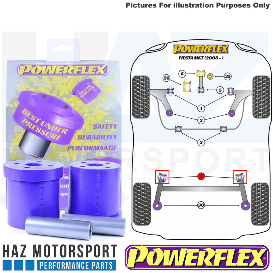 Powerflex x2 Rear Beam To Chassis Bushes For Ford Fiesta Mk7 Inc 1.6 ST ST200