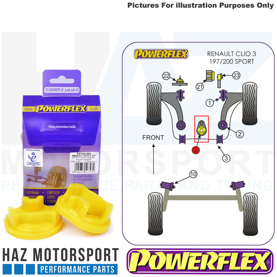 POWERFLEX LOWER ENGINE MOUNT INSERT FOR CLIO MK3 Sport 197/200 + MEGANE MK2