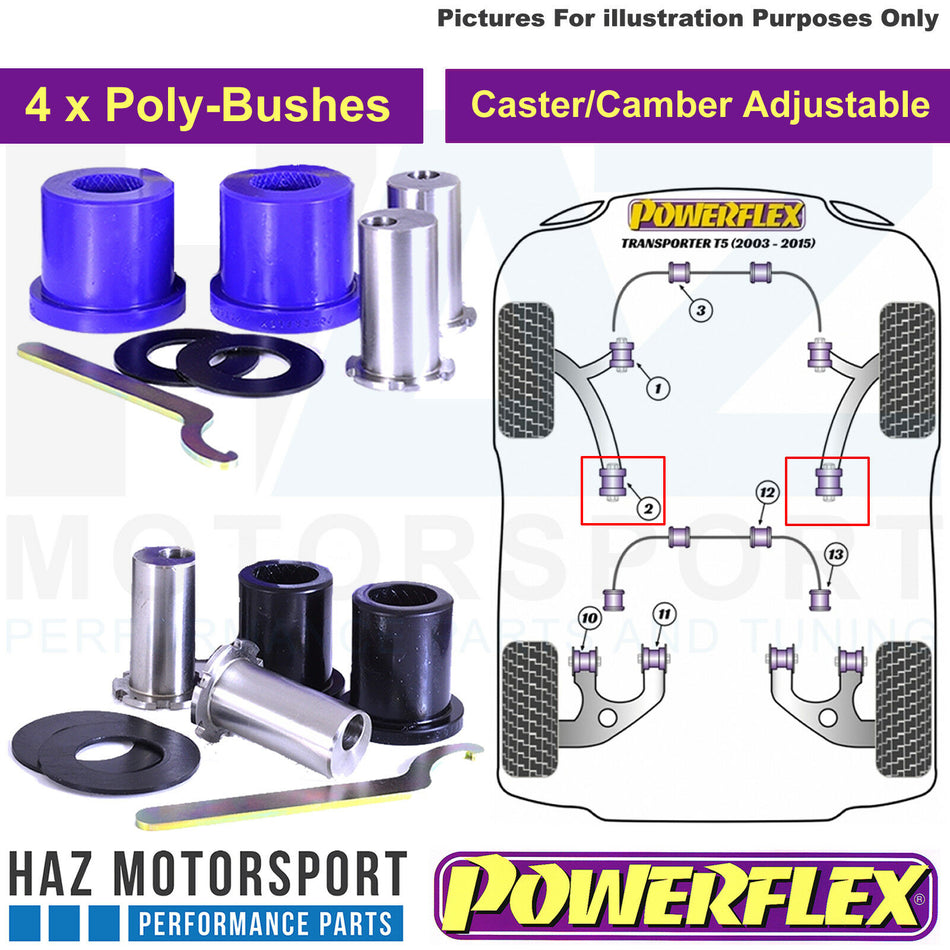 Powerflex Front Arm Wishbone Bushes For Vw T5 Transporter 2003 On [4 Bushes]