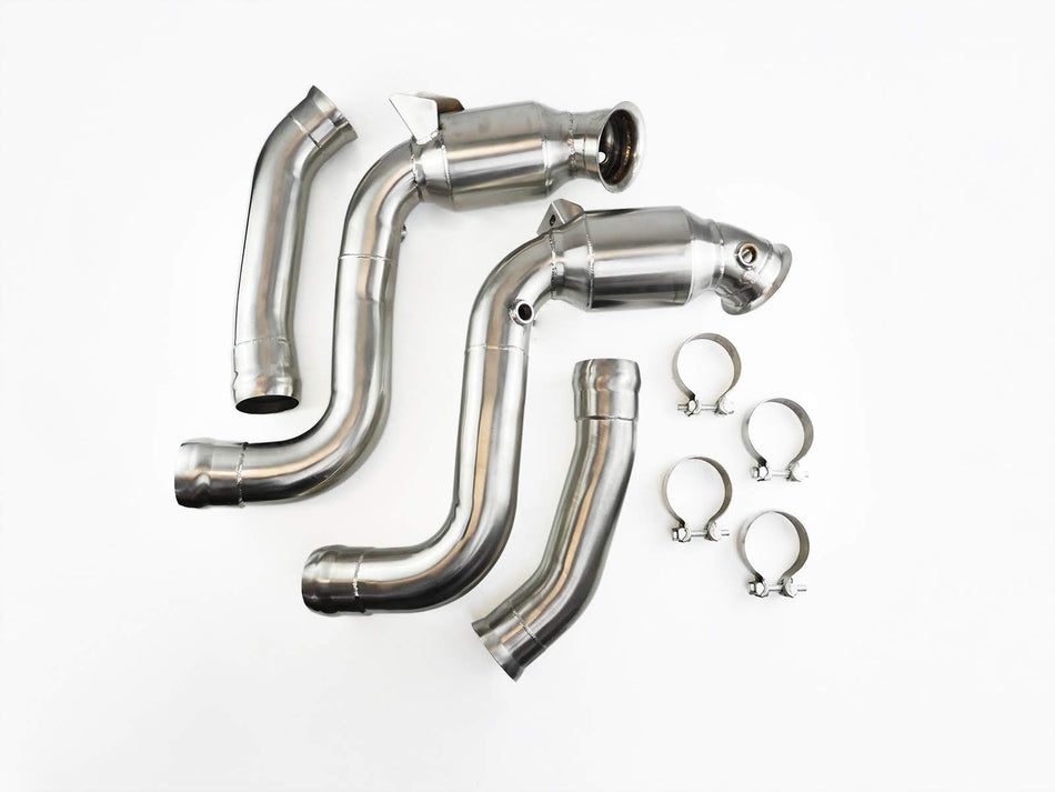 Bull-X 3" 200 CPSI Sports Cat Downpipes For Mercedes C63 C63s AMG W205/S205
