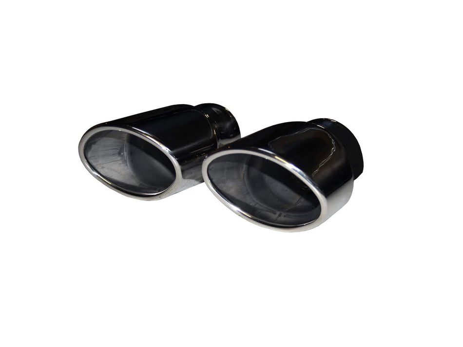 Bull-X Polished Type 4 Oval Rolled Edge Exhaust Tips Tail Pipes 64x115x82mm x2