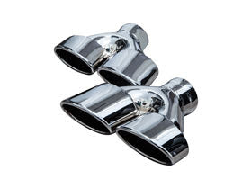 Bull-X Polished Y-Style Type 14 Oval Twin Exhaust Tips Tail Pipes 64x110x70mm x2
