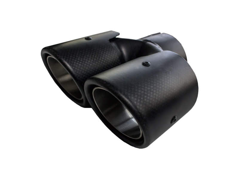 Bull-X 3" Carbon Type 21 Y-Style Slash Cut Twin Exhaust Tips Tail Pipes 64x76mm